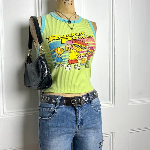 Nickelodeon lime green vintage rocket power tank with character image size xs - Picture 3 of 6